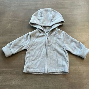 Hanes light grey zip up sweater size 0-6 months